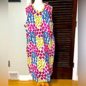 Talbots eyelet floral ruffles neck shift dress size 18w